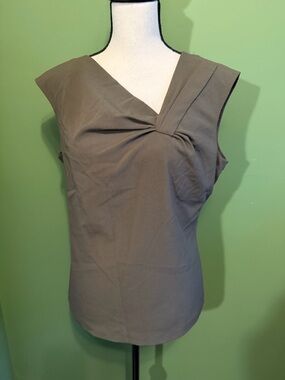 Calvin Klein Olive-Tone Twist Neck Sleeveless Top